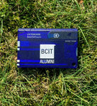 BCIT Alumni white logo against a blue BCIT Alumni SwissCard® Quattro Tool
